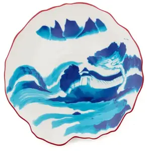 Comparateur de prix : Diesel living with Seletti - Assiette à dessert Classic on acid - Bleu - Porcelaine fine - Designer Diesel Creative Team