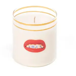 SELETTI Bougie en verre Shit, hauteur 8,5 cm, cire, vegan, verre pas cher