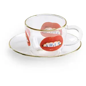 SELETTI ToileTPAPER Tasses à café en verre borosilicate, Shit