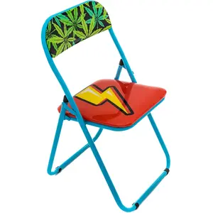 Seletti Blow Flash Chaise Pliante avec décor Foudre