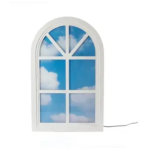 Seletti WINDOW LAMP-Lampe de sol bois et acrylique arrondie H90cm