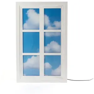 Seletti WINDOW LAMP-Lampe de sol bois et acrylique 6 carreaux H90cm