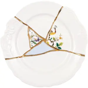 Comparateur de prix : Seletti - Assiette Kintsugi - Blanc - Or - Designer Marcantonio