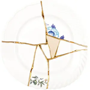 Comparateur de prix : Seletti Kintsugi Assiette Plate en Porcelaine et Or 24 carats Mod. 3