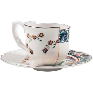 Seletti Tasse à café avec soucoupe en porcelaine hybrid-Tamara