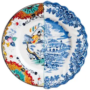 SELETTI Assiette à fruits en porcelaine Ø 20 H.1,6 "Hybrid-Valdrada pas cher