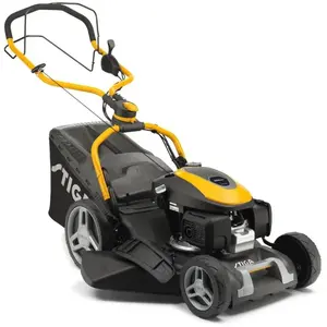 Comparateur de prix : Stiga Tondeuse à gazon thermique 145 cm³ - Combi 748V - largeur coupe 46 cm - moteur Honda - indicateur bac plein - noire
