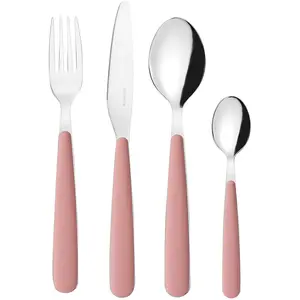 Guzzini Ménagère 24 pièces en acier inoxydable et acrylique rose pas cher
