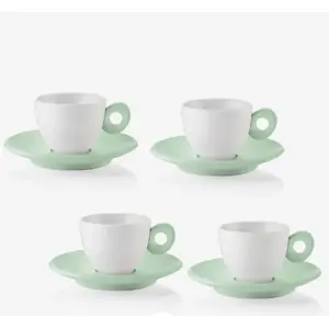 Guzzini - EVERYDAY 081701243 Lot de 4 tasses à café avec soucoupe - Vert mauve