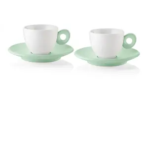Guzzini - EVERYDAY Lot de 2 tasses à café avec soucoupe - Vert mauve - 081700243
