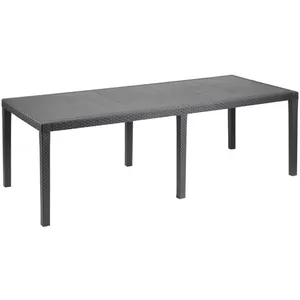 Comparateur de prix : Ipae-Progarden Table de jardin rectangulaire effet rotin gris anthracite L220cm