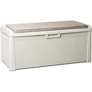 TOOMAX Banc coffre de jardin SANTORINI PLUS - Résine - Capacité 550L - BlancVendu parrue-du-commerce