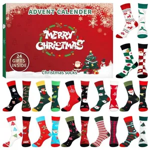 Chaussettes de calendrier de l'avent avec différents motifs de Noël, b... pas cher