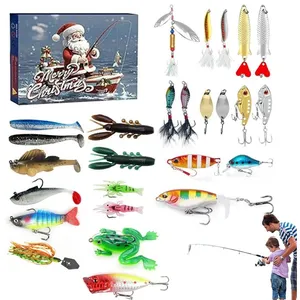 Calendrier de l'Avent de la Pêche 2024,24 Jours, Compte à Rebours de Noël pour Leurre, Matériel de Pêche, Cadeau de Noël pas cher