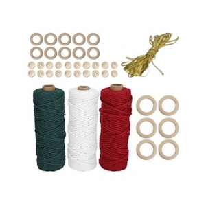 Corde en coton fil de macramé tressé corde d'emballage de noël artisan... pas cher