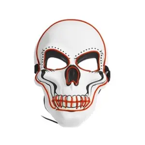 Masque lumineux de Halloween Pitre Blanc 3 modes d'éclairage Rouge