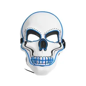 Masque lumineux de Halloween Pitre Blanc 3 modes d'éclairage Bleu