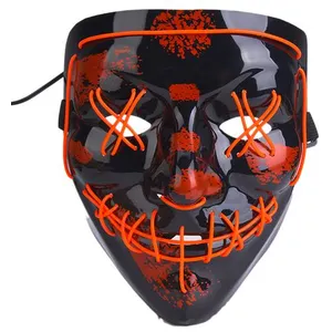 Comparateur de prix : Masque lumineux de Halloween Pitre Noir 3 modes d'éclairage Rouge