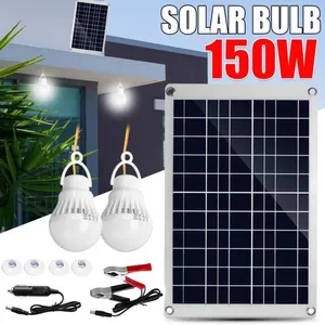 Panneau solaire 150W avec ampoule étanche extérieure pour jardinVendu parcdiscount