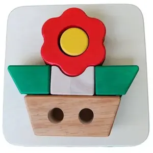 Puzzle en Bois 3D Fleur - Assembler & Empiler - 12M+ pas cher
