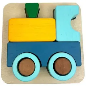 Puzzle en Bois 3D Train - Assembler & Empiler - 12M+ pas cher