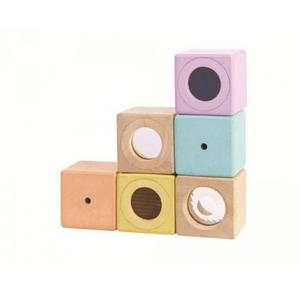 Comparateur de prix : Jouets en bois Plan Toys Set de blocs sensoriels Pastel