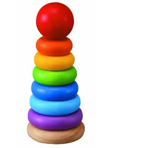 PlanToys Pyramide en bois anneaux à empiler pas cher