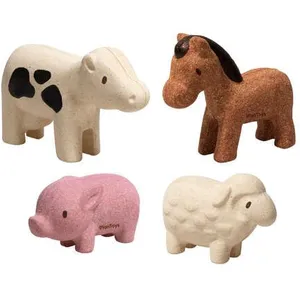 Comparateur de prix : Jouet en bois Plan Toys 4 Figurines animaux de la ferme