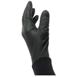 KRAFTWERK Gants jetables ambidextres nitrile 240mm 0,18mm noir T9 merc... pas cher