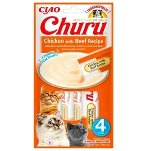 Inaba Churu Friandise Chat Poulet Boeuf - 4 x 14 gr pas cher