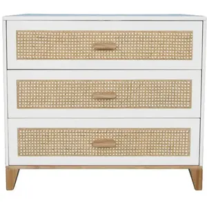 Commode à langer Cannage Rotin Nami BLANC Théo pas cher