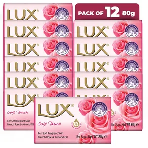 Lux Lot de 12 savons doux au toucher avec huile de rose française et d'amande 80 g pas cher