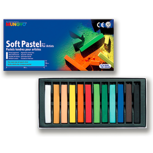 Comparateur de prix : Pastel sec - MUNGYO - 007029 - Boîte de 12 - Couleurs assorties - Section carrée 1 cm