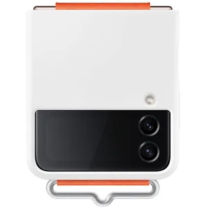 Comparateur de prix : Coque en silicone Samsung blanche avec bracelet orange pour Galaxy Z Flip4