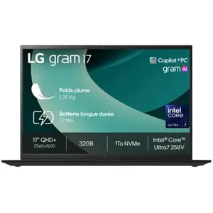 Comparateur de prix : LG gram 17" Intel® Core  Ultra 7, 32Go/1To/Noir -  17Z90TL-G.AZ78F