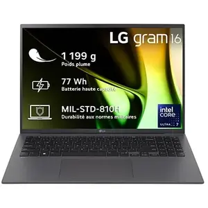 LG gram 16" Intel® Core Ultra 7 RAM 32Go SSD 2To Gris 16Z90S-G.AD7CF pas cher
