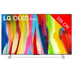 TV LG OLED42C2 107 cm 4K UHD Smart TV Blanc Gris pas cher