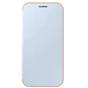 Samsung Coque Folio à Rabat pour Samsung Galaxy A3 2017 - Bleu/Orange Fluo