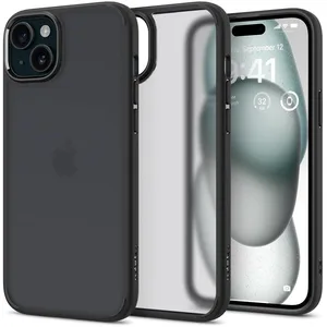 Comparateur de prix : Spigen Coque [Translucide et Anti-Empreinte] en Dos PC et Bumper TPU Ultra Hybrid Frost pour iPhone 15 - Frost Noir