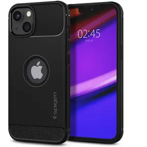 Comparateur de prix : Coque pour iPhone 13 - Spigen - Rugged Armor - Noir - Antidérapante - Souple