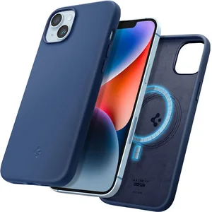 Spigen Silicone Fit Magfit Coque pour iPhone 14 Plus MagSafe - Bleu Marin pas cher