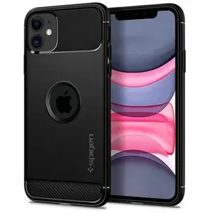 Comparateur de prix : Spigen Coque pour iPhone 11 Silicone Antichoc Finition Carbone Rugged Armor SGP Noir