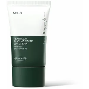 Anua Heartleaf Silky Moisture Sun Cream SPF 50+ PA ++++ hydtratante et apaisante (Heartleaf, panthénol) Crème solaire coréenne visage bio sans résidu blanc pour les peaux sensibles (50ml) pas cher