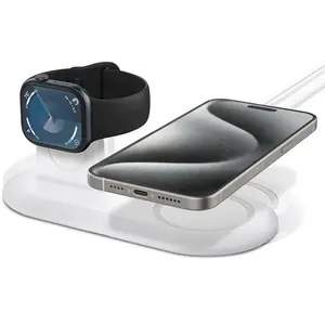 Comparateur de prix : Spigen Mag Fit Duo Station de Charge Compatible avec MagSafe Chargeur (2020-2023) pour Les Séries iPhone 16/15/14/13/12 et Toutes Les séries d'Apple Watch/Airpods - Blanc