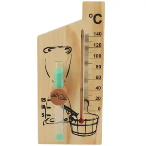 Thermomètre De Sauna Sablier 15 Minutes Avec Support Murale, Indicateur De Température 0 À 140°c En Bois Doré Accessoire SaunaVendu parmanomano
