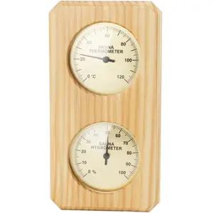 FLAMMKRAFT Thermomètre Hygromètre Pour Sauna En Bois - Plaque Dorée 0-120°c Et 0-100% Humidité - Pour Usage Intérieur Familial pas cher