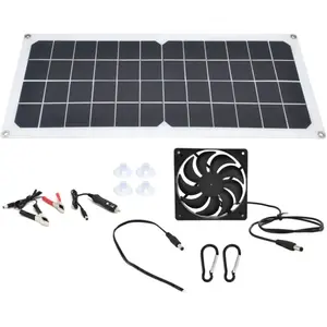 FLAMMKRAFT Kit Photovoltaïque Solaire 10w Avec Ventilateur Et Double P... pas cher