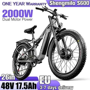 Vélo électrique Shengmilo S600 2OOO à double moteur 48 V 175 Ah 26 pouces VTT électrique grisVendu parcdiscount