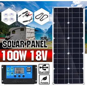 TEMPSA 100W Panneau Solaire Double DC USB Monocristaline Flexible Char...Vendu parcdiscount