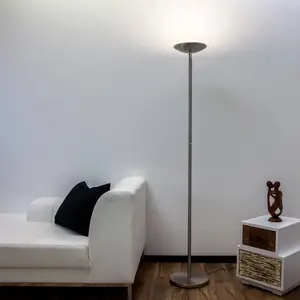 Lindby Lampadaire à éclairage indirect LED Malea, 180 cm, nickel, métalVendu parluminaire